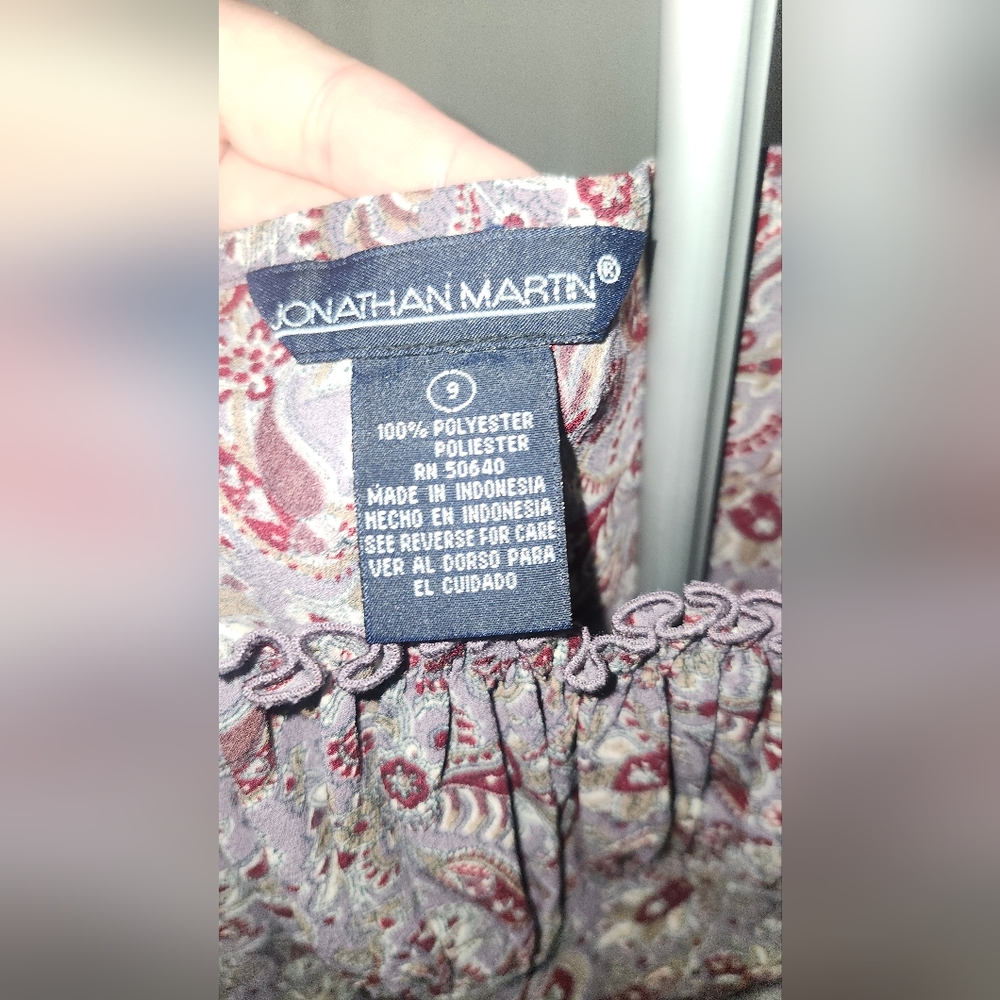 Vintage 90's Jonathan Martin Purple Paisley Mini Dress - Picture 4 of 4